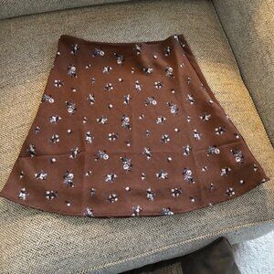 Brown & Blue Floral Mini Skirt Size 2